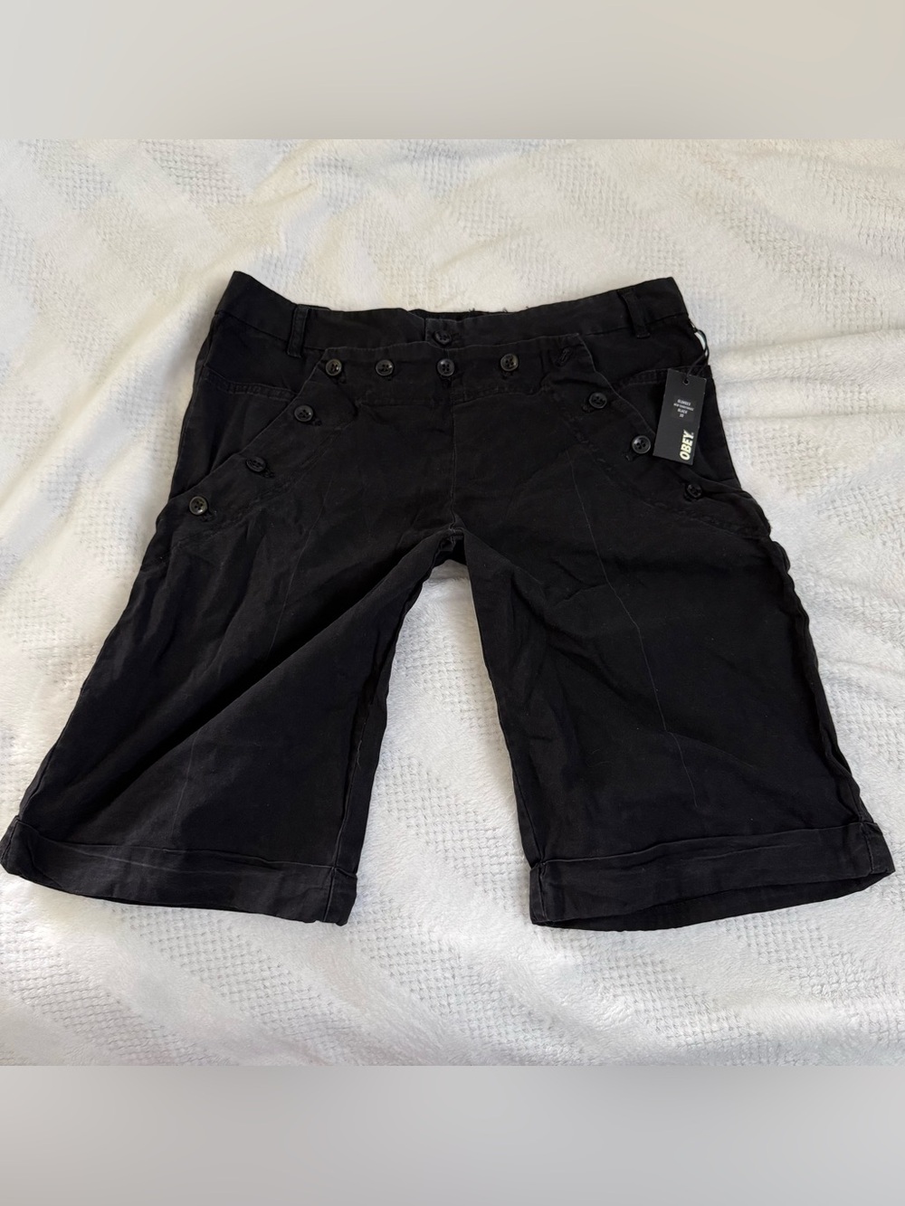 Obey Black Button-Accent Bermuda Shorts